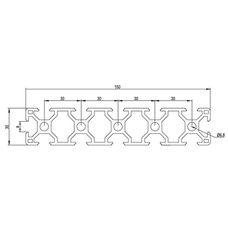 30150 T Slot Anodizing Extruded Aluminum Profile