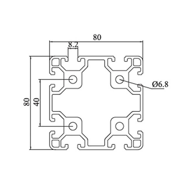 8080 Industrial T Slot Aluminum Profile for Beams