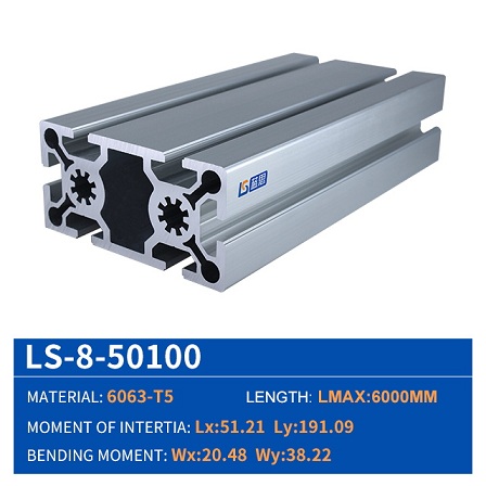 50100 8mm T-slot Anodizing Extruded Aluminum Profiles