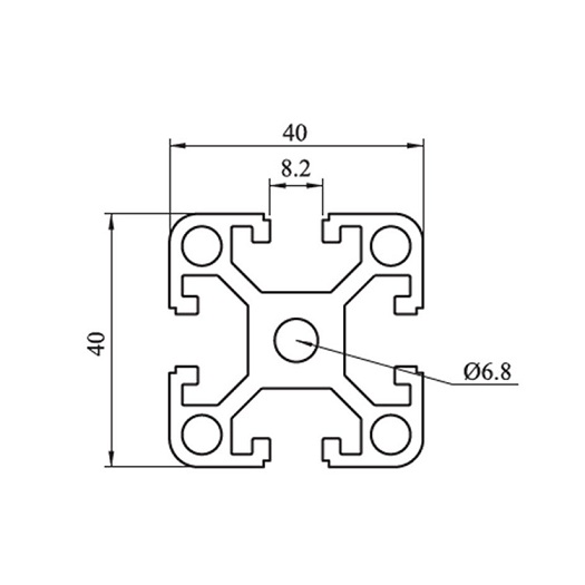 4040D T Slotted Black Aluminum Extrusion Profile