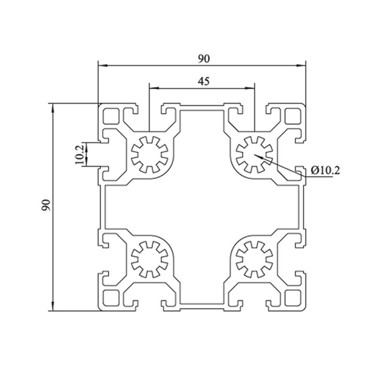 9090 Anodizing T slot Aluminum Extrusion Profile