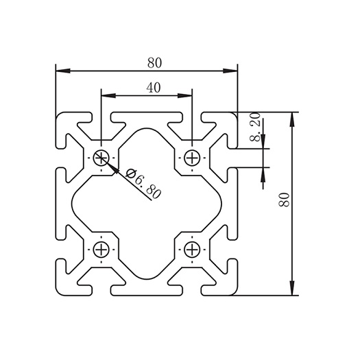 8080B Heavy Duty T Slot Aluminum Beams Profile