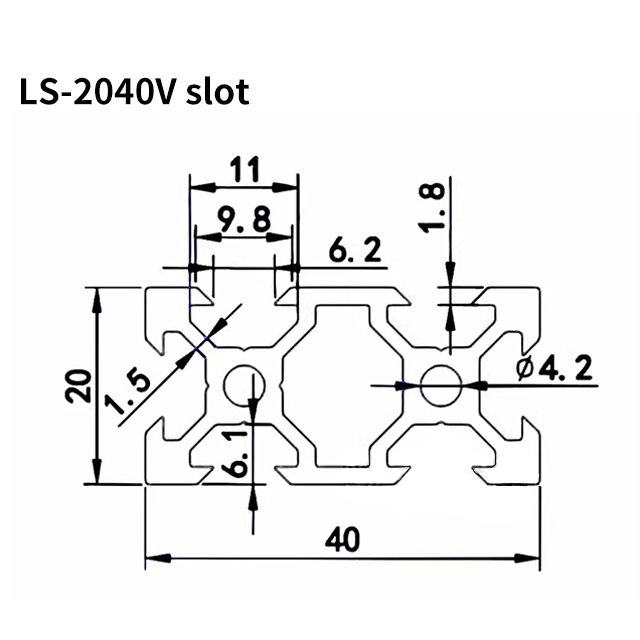 2040 V Slot Linear Rail Aluminum Extrusion Profile 