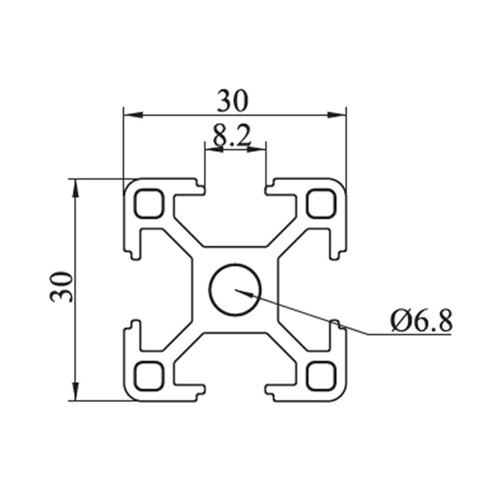 3030 T Slot Sliver Aluminum Extrusion Profile