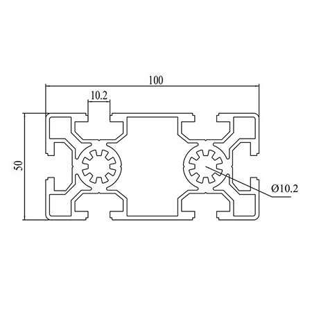 50100 10mm T-slot Anodized Extruded Aluminum Profiles