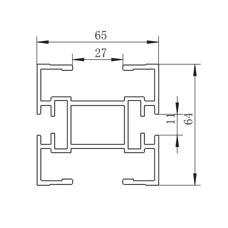 65mm Flexible Chain Conveyor Beam Aluminum Profile