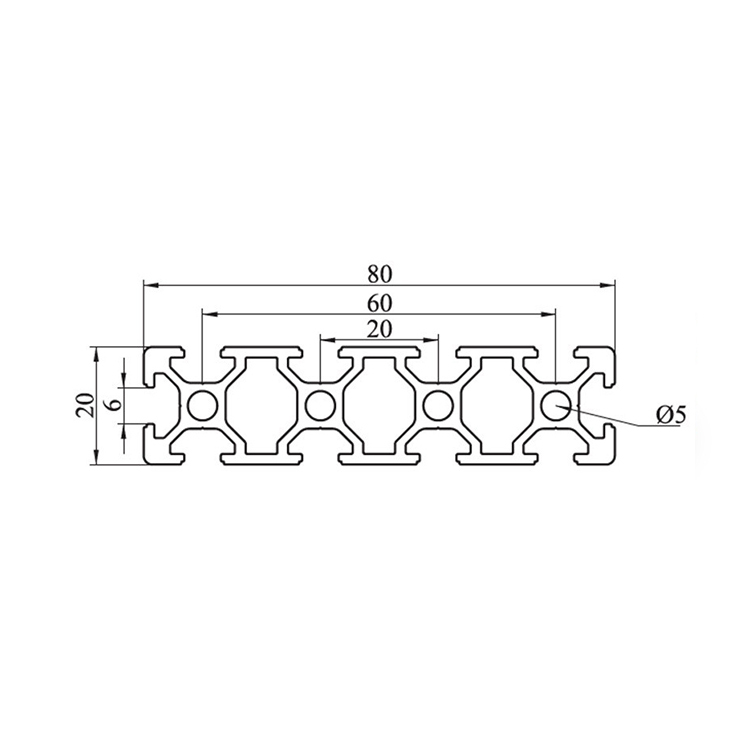 2080 T slotted Extruded Aluminum Profile 