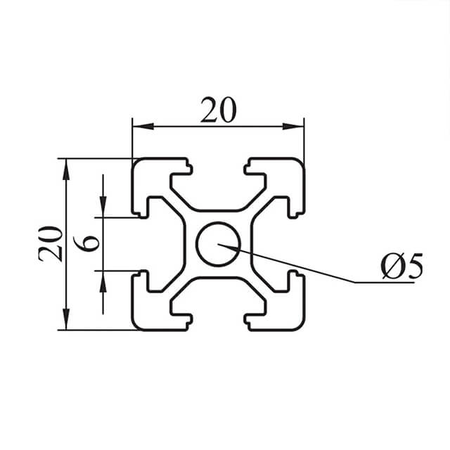 2020 T Slot Aluminium Alloy Extrusion Profiles