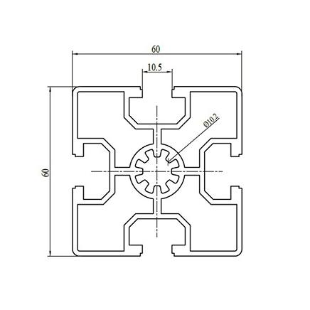 6060B Sliver T Slot Extruded Aluminum Profile